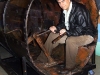 Inside a replica of the H.L. Hunley in Charleston SC