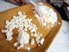 Freshly made cheese curds and cream cheese