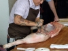  Butcher Erika Nakamura (Grundy) breaks down half a pig
