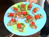 Tongue, mushroom, tomato and chive hors doeuvres