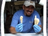 At the most popular booth, small samples of garlic ice cream are free