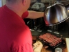 Preparing a batch of burgers