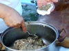 Stuffing the huushuur with beef