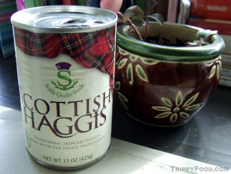 Stahy canned haggis, available in the U.S. (sans lungs)