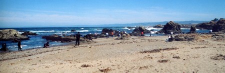 People scavenge for glass on Glass Beach