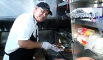 Bill Kelley slaving over a hot BBQ truck