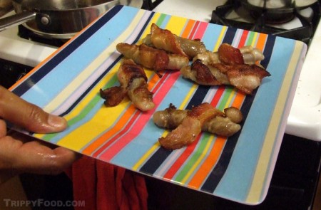 The plated bacon-wrapped bull penis