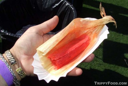 The lovely and sweet strawberry tamale from Tamales Elena