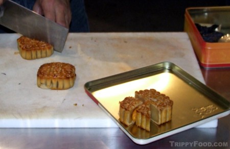 Mooncakes cut in typical presentation