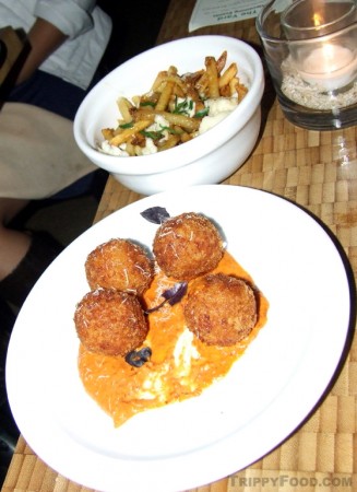 Risotto balls and mini-poutine