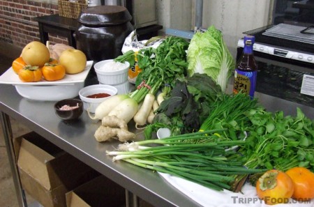 Some of the ingredients for making kimchi