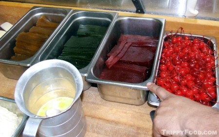 Fruit paste, cherries and butter for decorating the rings