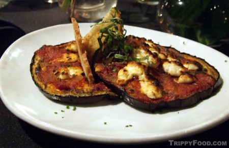 Roasted eggplant with goat cheese