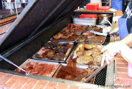 A variety of meats straight from the pit