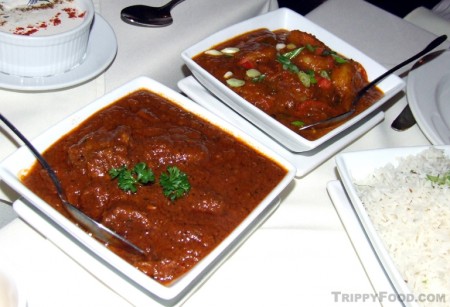 A tender lamb curry and fiery shrimp masala