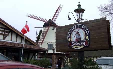The relatively new Solvang Brewery Company beneath the windmill