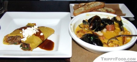 Lamb crepes and PEI mussels at Upper West