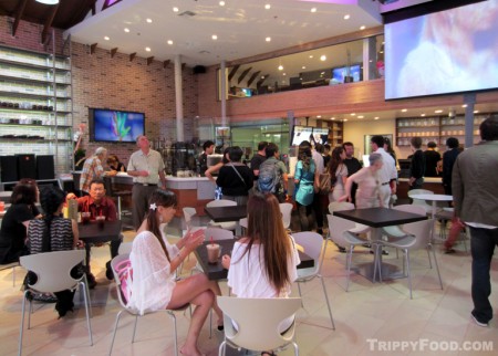 The high-tech interior of IOTA Coffee House