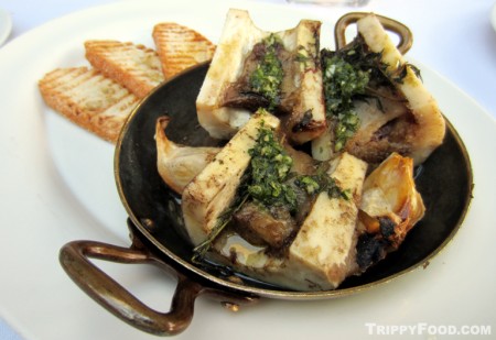 Meaty baked bone marrow