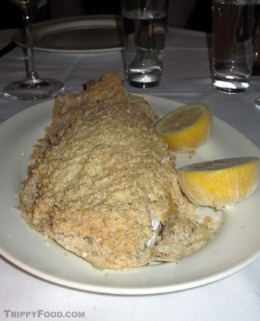 Sea bream entombed in a salt crust