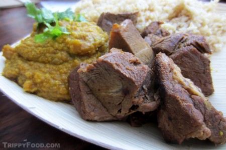 Tender chunks of rogan gosht (curry lamb)