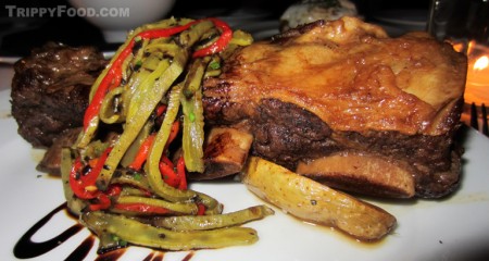 Buffalo short rib with roasted potatoes and cactus salad