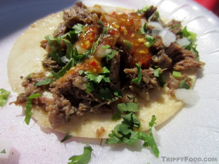 The rich and flavorful cabeza taco from Taqueria La Coqueta