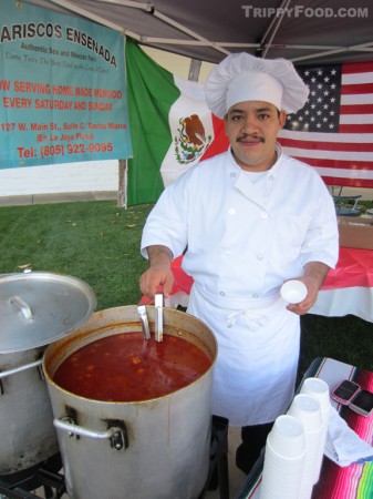 Chef Juan of Mariscos Ensenada is proud of his menudo