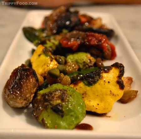 A caponata of eggplant and baby squash