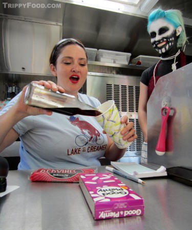 Lake Street Creamery's co-owner Beth Colla prepares an Extreme Black Jacker