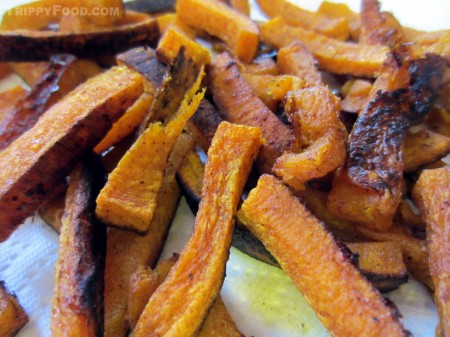 Australian blue fries with the consistency of sweet potato fries