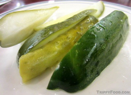 The obligatory plate of "old" and "new" pickles