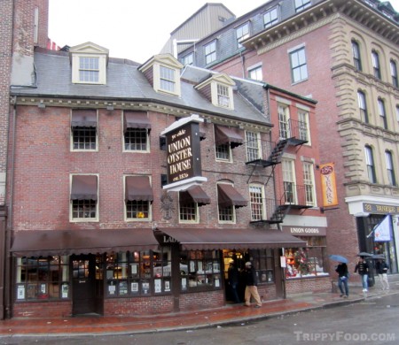 Find the brick lobster on the front of Boston's Union Oyster House