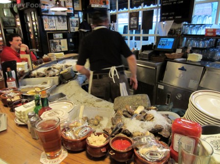 The oyster bar, fully stocked and ready to rock