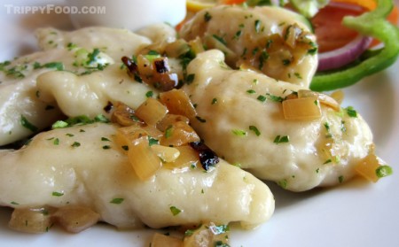 Creamy, slightly chewy vareniki dumplings