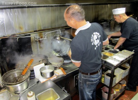 Chef Liang cooks sprouts for the bottom of the bowl