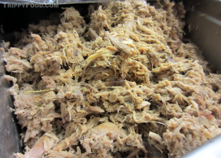 Nutria mixed with pulled pork