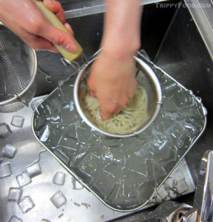 Chilling the soba prior to serving