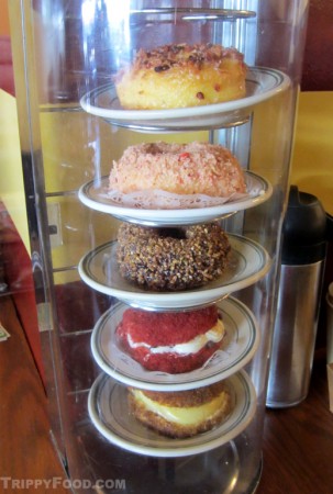 A selection of freshly made doughnuts at Nickel Diner