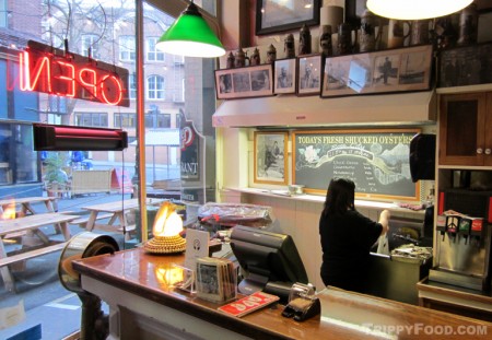 The front bar where the shucking gets done