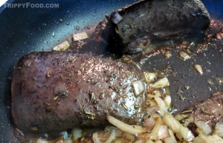 Spleen simmering in the pan