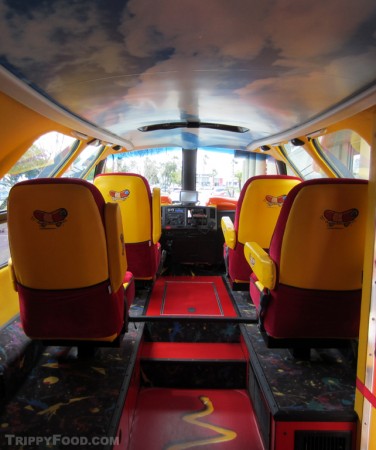 The spacious interior of the Wienermobile