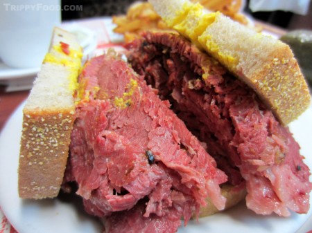 The moist and meaty smoked meat sandwich at Schwartz’s