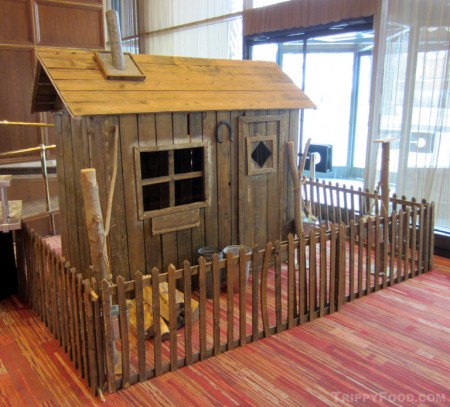 A diminutive maple toffee shack in the lobby of the Loews Hôtel Le Concorde