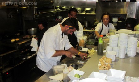 Executive Chef Perfecto Rocher prepares items from the "Forget Foie" menu