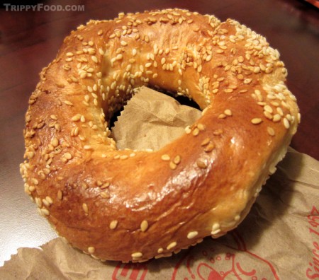 A sesame bagel from Saint Viateur Bagel Shop