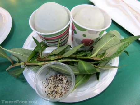 Asian street food - balut, basil and salt and pepper