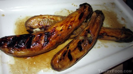 The rather phallic-looking roast eggplant