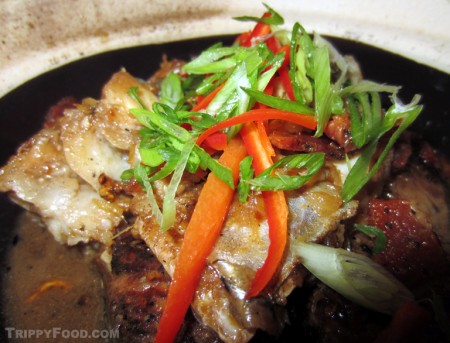 Crispy and moist clay pot sea bass