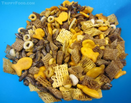 Chex Mix with roasted crickets